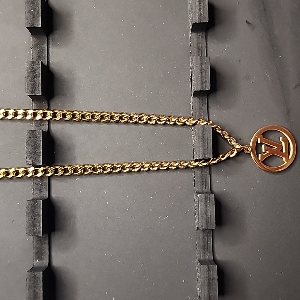 Upcycled LV Chain with Logo Pendant